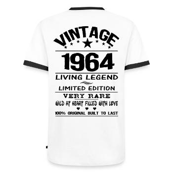 VINTAGE 1964 - Men's Ringer Shirt - white/black - Back - AI Model Male 178 dark (178cm)