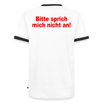 Bitte Sprich Mich Nicht An Ironie Sarkasmus Büro - Männer Kontrast-T-Shirt - Weiß/Schwarz - Hinten - AI Model Male 178 dark (178cm)