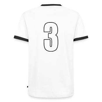 N ° 3 nombre trois - Numéro de dos Football Sport - T-shirt contrasté Homme - blanc/noir - Dos - AI Model Male 178 dark (178cm)