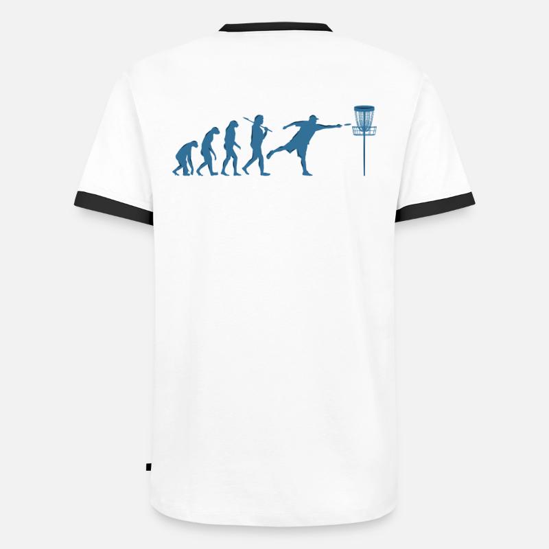 Disc Golf Evolution - Men's Ringer Shirt - white/black