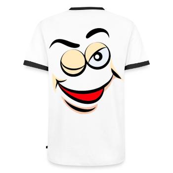 Cartoon face comic cartoon humor smile - Men's Ringer Shirt - white/black - Back - AI Model Male 178 dark (178cm)