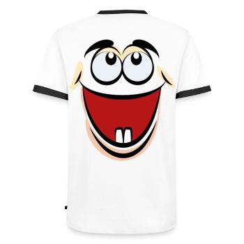 Cartoon face comic cartoon humor smile - Men's Ringer Shirt - white/black - Back - AI Model Male 178 dark (178cm)