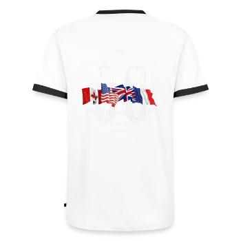 St Mere Eglise Normandy 80th anniversary - T-shirt contrasté Homme - blanc/noir - Dos - AI Model Male 178 dark (178cm)