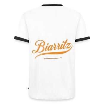 Enjoy great surfing at Biarritz in France - Men's Ringer Shirt - white/black - Back - AI Model Male 178 dark (178cm)