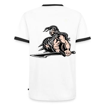 Wikinger Odin Walhalla Krieger - Männer Kontrast-T-Shirt - Weiß/Schwarz - Hinten - AI Model Male 178 dark (178cm)
