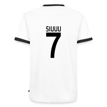 Numéro de maillot Siuuu - T-shirt contrasté Homme - blanc/noir - Dos - AI Model Male 178 dark (178cm)