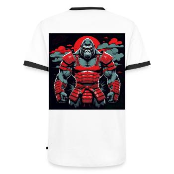 Primal Ronin – Le gorille samouraï - T-shirt contrasté Homme - blanc/noir - Dos - AI Model Male 178 dark (178cm)