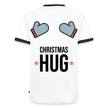 Noël Hug Gants d’hiver Cadeau - T-shirt contrasté Homme - blanc/noir - Dos - AI Model Male 178 dark (178cm)