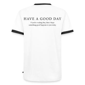 Good Day - Männer Kontrast-T-Shirt - Weiß/Schwarz - Hinten - AI Model Male 178 dark (178cm)