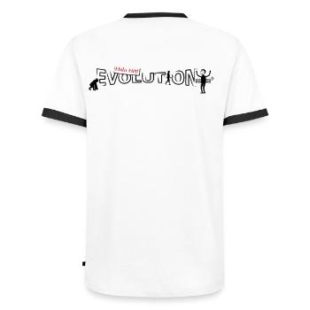 Hula hop Evolution - Männer Kontrast-T-Shirt - Weiß/Schwarz - Hinten - AI Model Male 178 dark (178cm)