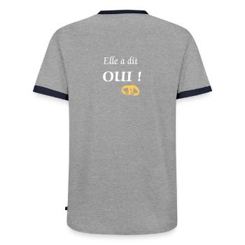 Boxer Homme Humour mariage - T-shirt contrasté Homme - gris/marine  - Dos - AI Model Male 178 light (178cm)
