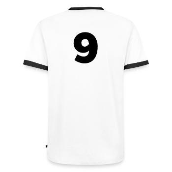 9. - Männer Kontrast-T-Shirt - Weiß/Schwarz - Hinten - AI Model Male 178 dark (178cm)