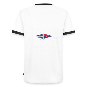 Newport Yacht Club Rhode Island - Men's Ringer Shirt - white/black - Back - AI Model Male 178 dark (178cm)