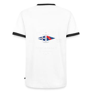 Atlantic Yacht Club Concarneau Finistere coul - Männer Kontrast-T-Shirt - Weiß/Schwarz - Hinten - AI Model Male 178 dark (178cm)
