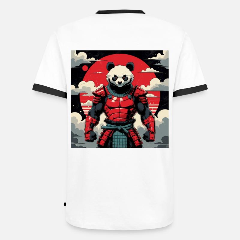 Samurai Panda Krieger - Männer Kontrast-T-Shirt - Weiß/Schwarz