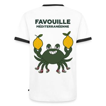 Crabe Vert ou Favouille et citrons - T-shirt contrasté Homme - blanc/noir - Dos - AI Model Male 178 dark (178cm)