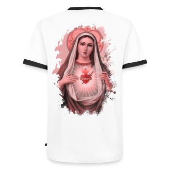 Holly Mary Maria Madonna Mariana Jungfrau Maria - Männer Kontrast-T-Shirt - Weiß/Schwarz - Hinten - AI Model Male 178 dark (178cm)