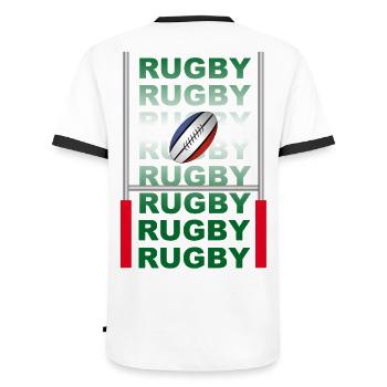 rugby - T-shirt contrasté Homme - blanc/noir - Dos - AI Model Male 178 dark (178cm)
