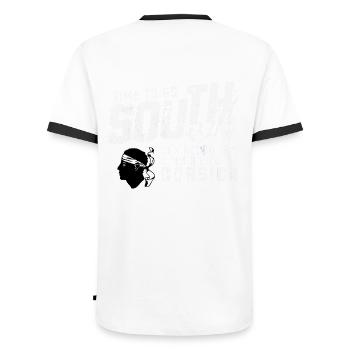 Time to go South Corsica GR20 Monte Cinto - Men's Ringer Shirt - white/black - Back - AI Model Male 178 dark (178cm)