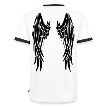 black wings - Men's Ringer Shirt - white/black - Back - AI Model Male 178 dark (178cm)
