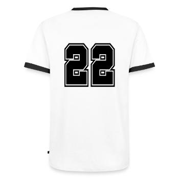 22 Rückennummer Collegestyle Football Fußball Zahl - Männer Kontrast-T-Shirt - Weiß/Schwarz - Hinten - AI Model Male 178 dark (178cm)