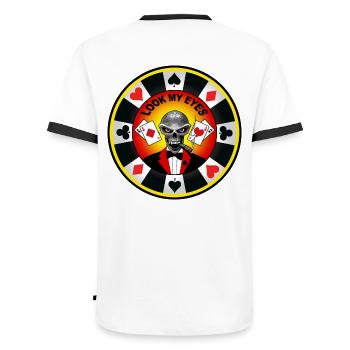 poker team design 5 - T-shirt contrasté Homme - blanc/noir - Dos - AI Model Male 178 dark (178cm)