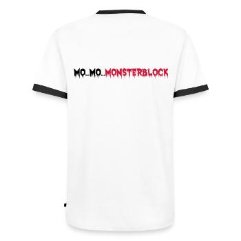 Monster block - Men's Ringer Shirt - white/black - Back - AI Model Male 178 dark (178cm)