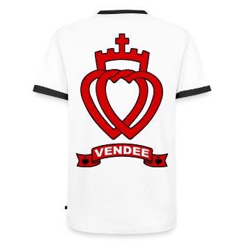 vendée coeurs - T-shirt contrasté Homme - blanc/noir - Dos - AI Model Male 178 dark (178cm)
