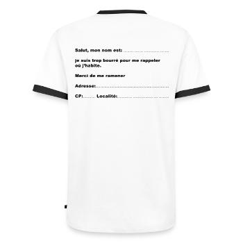 ramener bourre - T-shirt contrasté Homme - blanc/noir - Dos - AI Model Male 178 dark (178cm)