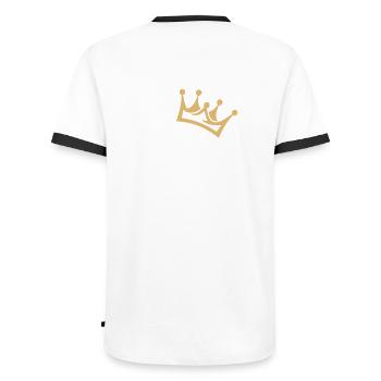 Her King King Queen Couple Outfit - Men's Ringer Shirt - white/black - Back - AI Model Male 178 dark (178cm)