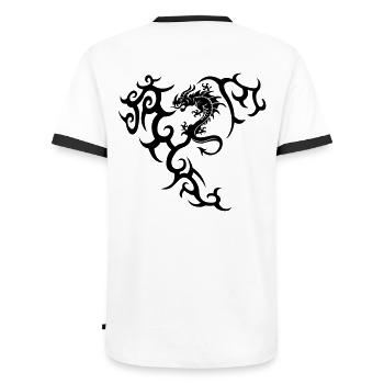 Dragon dragon tribal - T-shirt contrasté Homme - blanc/noir - Dos - AI Model Male 178 dark (178cm)