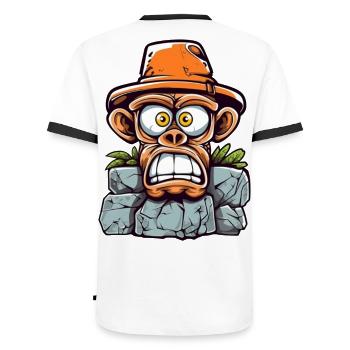 Abenteuerlicher Affen-Charme - Männer Kontrast-T-Shirt - Weiß/Schwarz - Hinten - AI Model Male 178 dark (178cm)