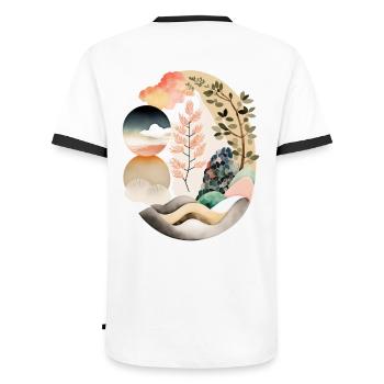 Japandi egg, rundes Design im japandi Style - Männer Kontrast-T-Shirt - Weiß/Schwarz - Hinten - AI Model Male 178 dark (178cm)
