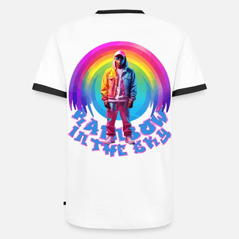 Regenbogen - Männer Kontrast-T-Shirt - Weiß/Schwarz