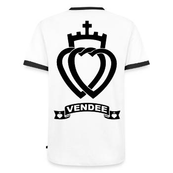 coeurs vendéen - T-shirt contrasté Homme - blanc/noir - Dos - AI Model Male 178 dark (178cm)