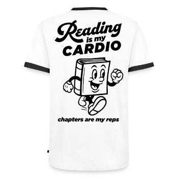 Reading is my Cardio - Men's Ringer Shirt - white/black - Back - AI Model Male 178 dark (178cm)