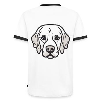 Treuer Blick - Männer Kontrast-T-Shirt - Weiß/Schwarz - Hinten - AI Model Male 178 dark (178cm)