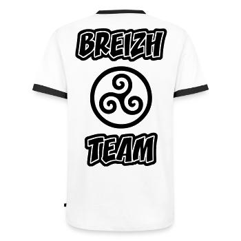 Triskel breizh team - Men's Ringer Shirt - white/black - Back - AI Model Male 178 dark (178cm)