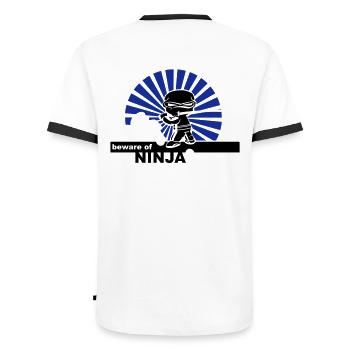 Ninja - Männer Kontrast-T-Shirt - Weiß/Schwarz - Hinten - AI Model Male 178 dark (178cm)