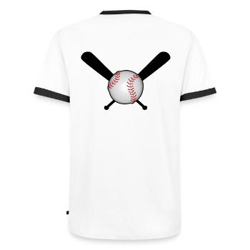Baseball avec batte de baseball sur croix - T-shirt contrasté Homme - blanc/noir - Dos - AI Model Male 178 dark (178cm)