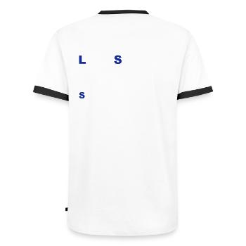 Landsailing Rømø Sønderstrand - Männer Kontrast-T-Shirt - Weiß/Schwarz - Hinten - AI Model Male 178 dark (178cm)
