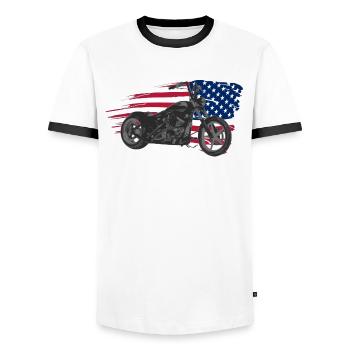 custom usa - T-shirt contrasté Homme - blanc/noir - Devant - AI Model Female 172 light (172cm) & AI Model Male 178 dark (178cm)