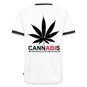 ABIMOTTO - Cannabis - AVEC LA schultüte TOUT A - T-shirt contrasté Homme - blanc/noir - Dos - AI Model Male 178 dark (178cm)