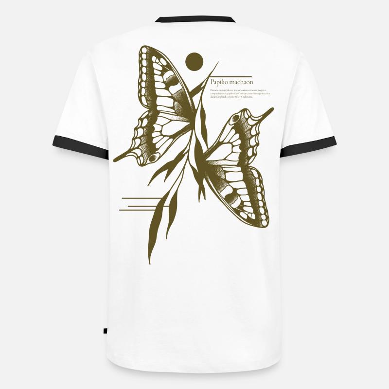 Dovetail Butterfly -Variant - Men's Ringer Shirt - white/black