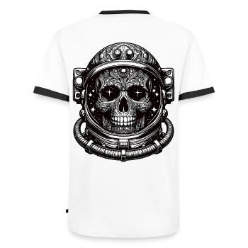 Skull Astro - Men's Ringer Shirt - white/black - Back - AI Model Male 178 dark (178cm)