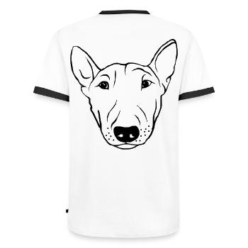 Bullterrier - Männer Kontrast-T-Shirt - Weiß/Schwarz - Hinten - AI Model Male 178 dark (178cm)