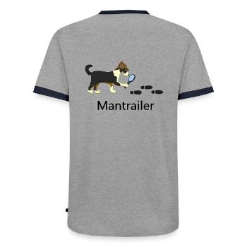 Mantrailing Gingi - Men's Ringer Shirt - grey/navy  - Back - AI Model Male 178 light (178cm)
