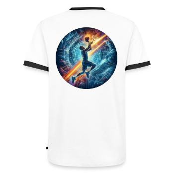 Basketball-Cosmic Slam Dunk - Männer Kontrast-T-Shirt - Weiß/Schwarz - Hinten - AI Model Male 178 dark (178cm)