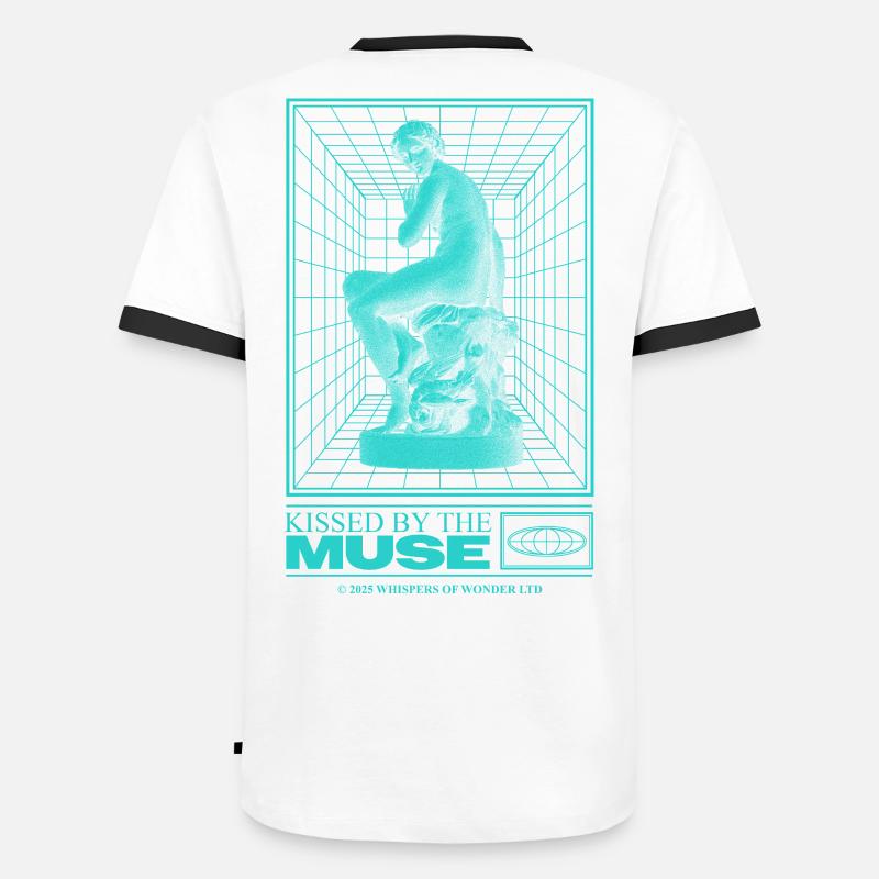 Neon statue in cyberspace - Men's Ringer Shirt - white/black