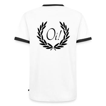 Oi! - Men's Ringer Shirt - white/black - Back - AI Model Male 178 dark (178cm)